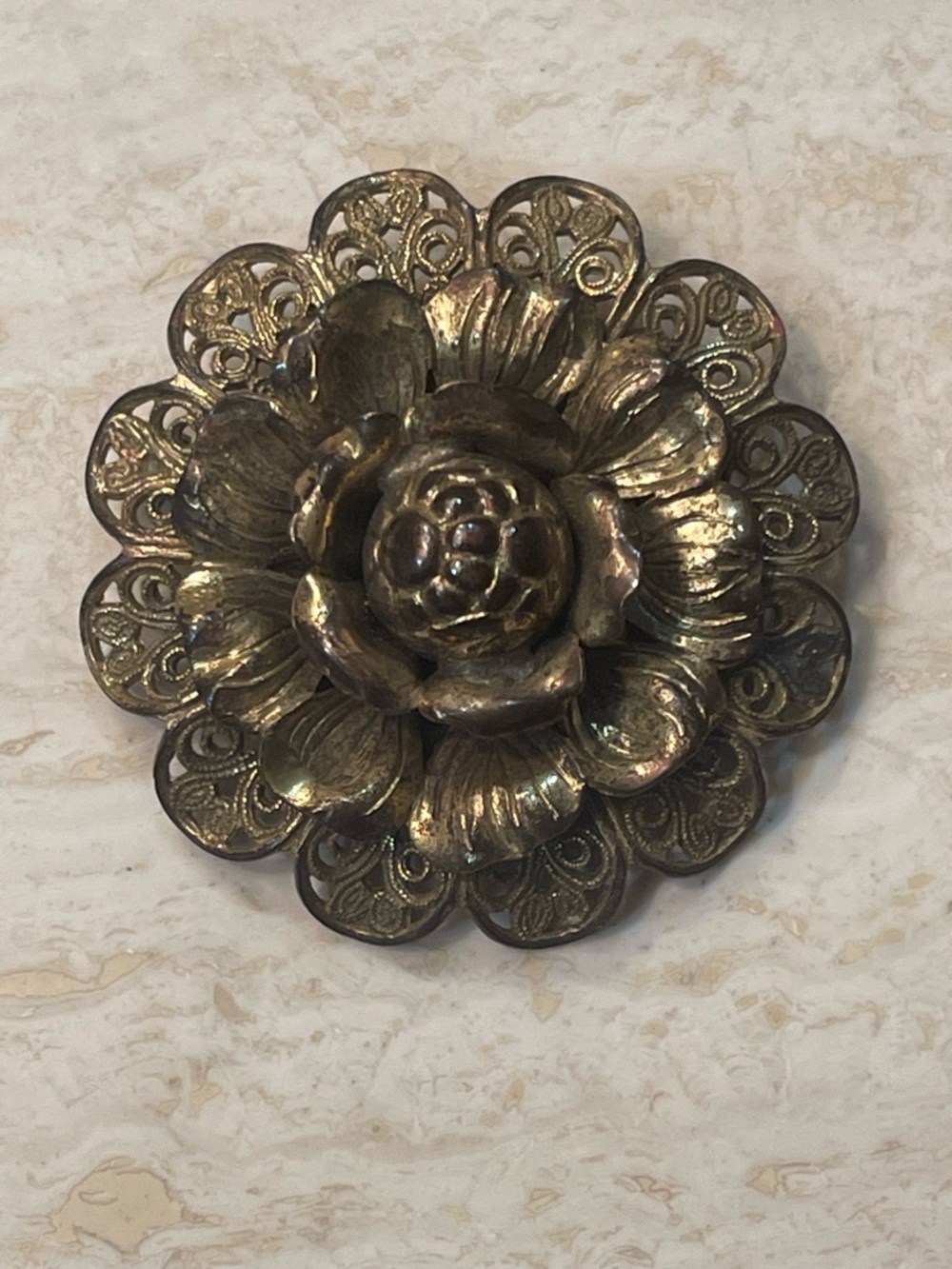 Gold Floral Layered Brooch
